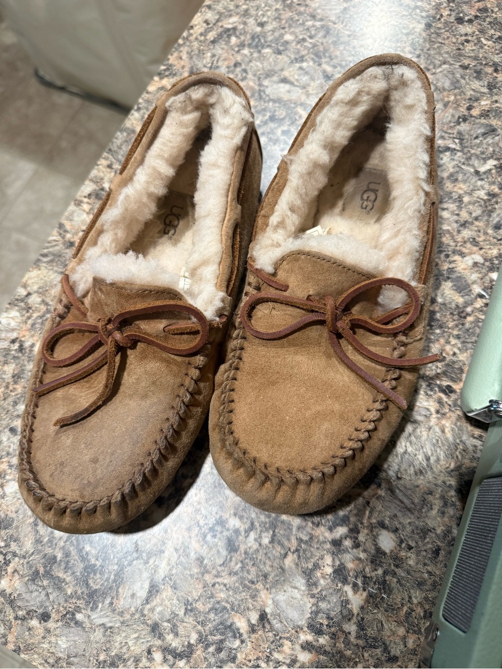 UGG Chestnut Shearling-Lined Moccasin Slippers